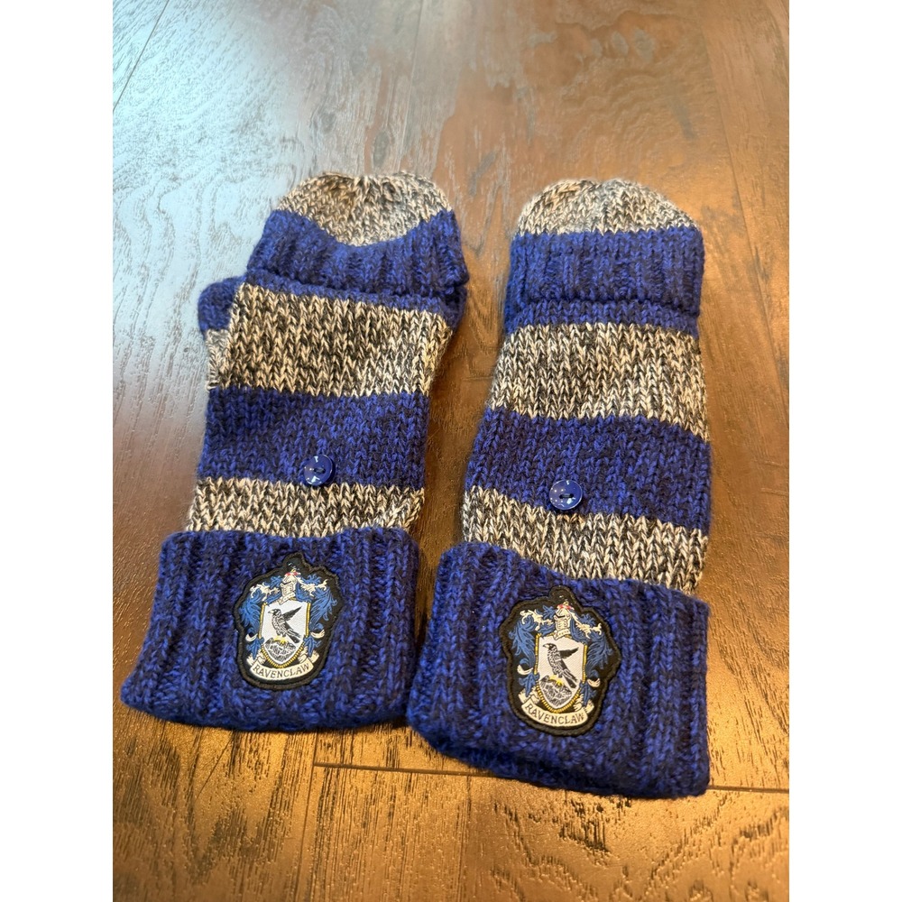 Harry Potter Ravenclaw Convertible Fingerless Knit Mittens Blue Gray